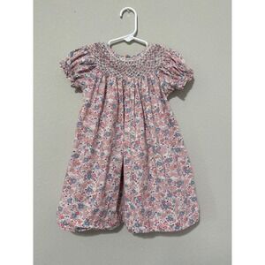 Sweet Dreams Pink/Blue Floral Smocked Dress Toddler Girl 2T Preppy Heirloom